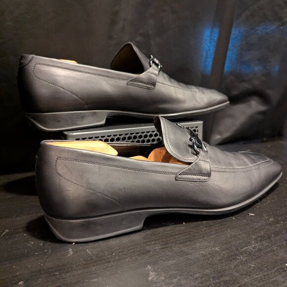 Salvatore Ferragamo Black Leather Gancini Bit Loafers, Size 11D No Box